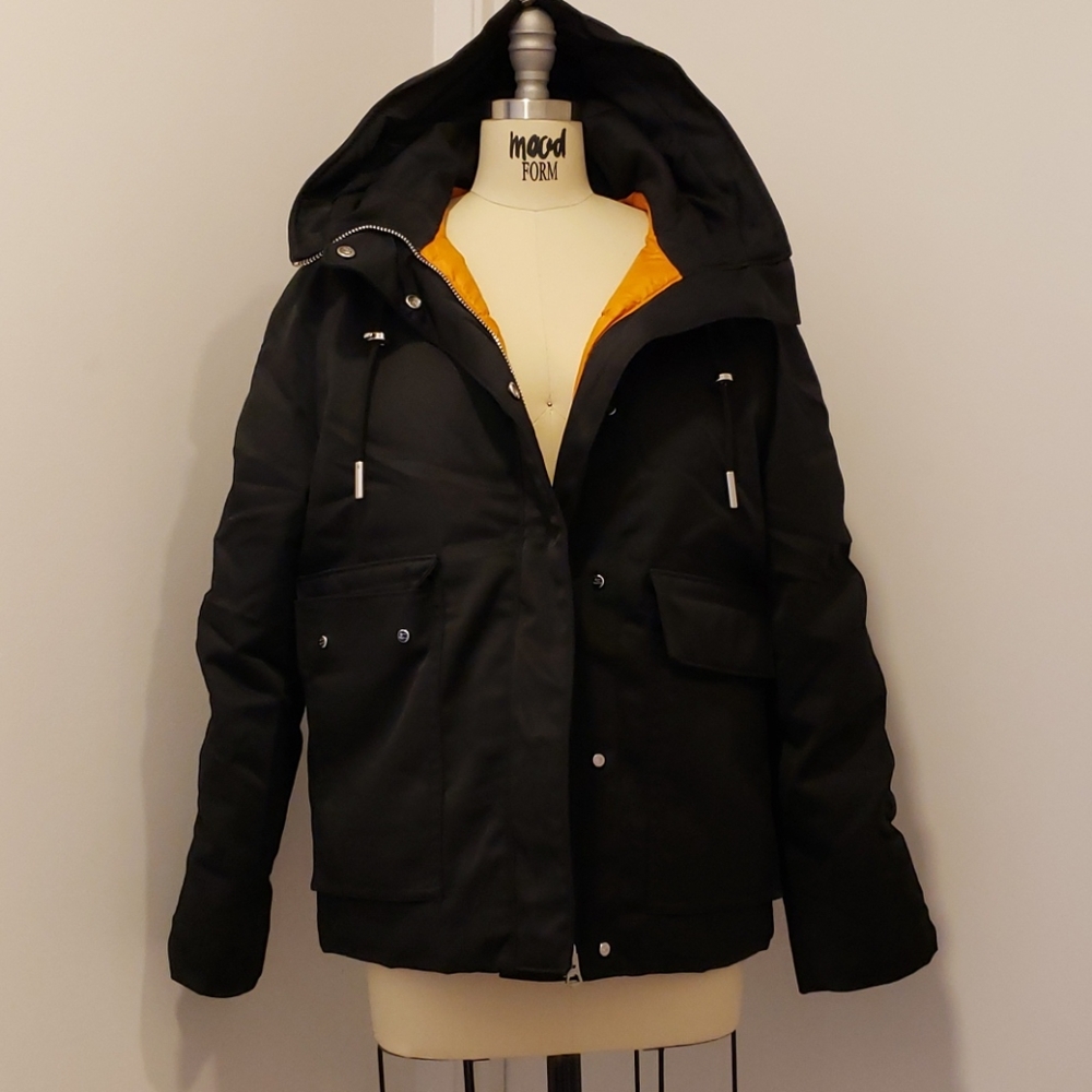 Acne Studio Black Parka with Orange lining